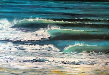 Painting titled "La mer, qu'on voit…" by Geneviève Baud Caizergues, Original Artwork, Oil