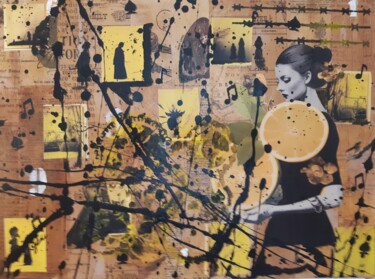 Collages titled "Raffraichissement" by Geneviève Desjardins, Original Artwork, Collages Mounted on Wood Stretcher frame