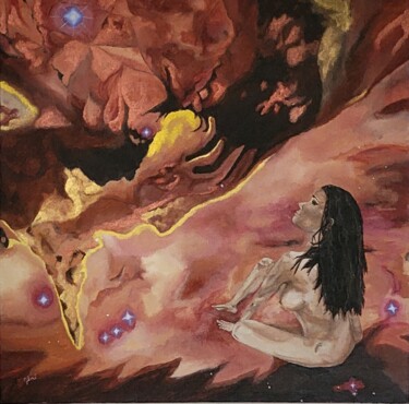Pintura titulada "Voler avec les drag…" por Geneviève Desjardins, Obra de arte original, Acrílico Montado en Bastidor de cam…