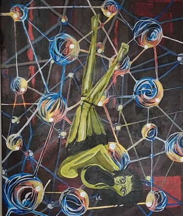 Картина под названием "La vie sans dessus…" - Geneviève Desjardins, Подлинное произведение искусства, Акрил Установлен на Де…