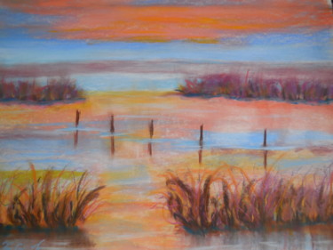 Malarstwo zatytułowany „Camargue rose” autorstwa Genevieve Fraysse, Oryginalna praca, Pastel