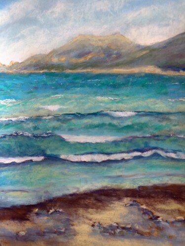 Painting titled "La côte portugaise…" by Genevieve Fraysse, Original Artwork, Pastel