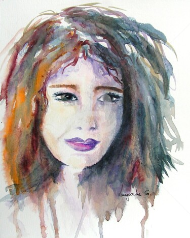 Peinture intitulée "61. Jeune fille" par Geneviève Lagarde, Œuvre d'art originale, Aquarelle