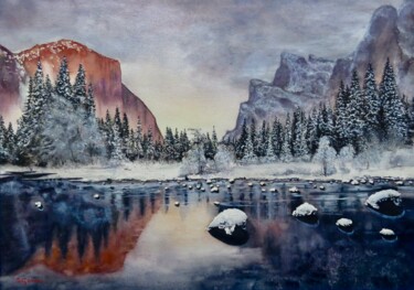 Pittura intitolato "Yosemite Valley" da Geni Gorani, Opera d'arte originale, Acquarello