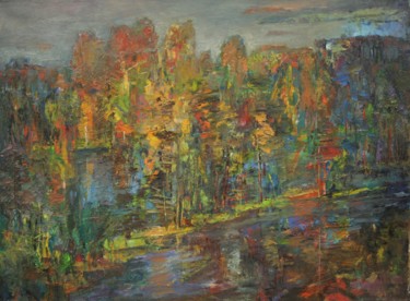 Картина под названием "Autumn in Savala." - Gennadi Kurlenkov, Подлинное произведение искусства, Масло Установлен на Деревян…