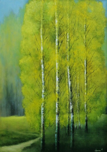Malerei mit dem Titel "Березы" von Gennadii Misan, Original-Kunstwerk, Öl