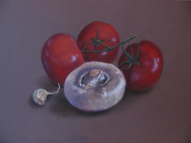 Peinture intitulée "Tomatoes and mushro…" par Helene Buttling, Œuvre d'art originale