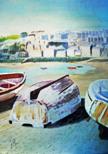 Arte digital titulada "harbour of St. Ives" por Georg Ireland, Obra de arte original, Pintura Digital