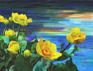 Digitale Kunst mit dem Titel "yellow marsch marig…" von Georg Ireland, Original-Kunstwerk, Digitale Malerei