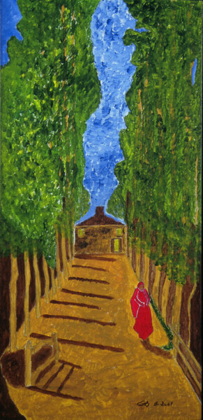 「THE VISIT ( HOMAGE…」というタイトルの絵画 Georges Bettanによって, オリジナルのアートワーク, アクリル ウッドストレッチャーフレームにマウント