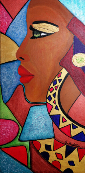 绘画 标题为“AFRICAN BEAUTY” 由Georges Bettan, 原创艺术品, 丙烯 安装在木质担架架上