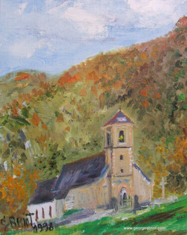 "Pyrénées une chapel…" başlıklı Tablo Georges Briot tarafından, Orijinal sanat, Petrol