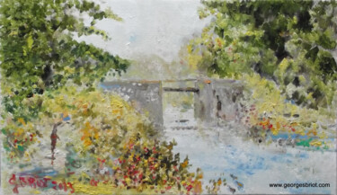 Painting titled "Canal de Nantes à B…" by Georges Briot, Original Artwork, Oil