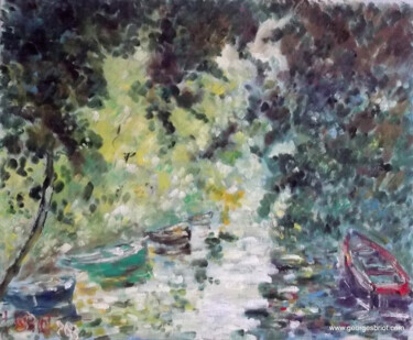 Peinture intitulée "Canal de Nantes à B…" par Georges Briot, Œuvre d'art originale, Huile