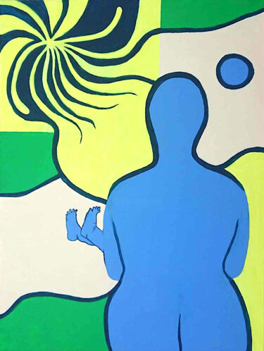 Schilderij getiteld "La mère et l'enfant" door Georges Lievre, Origineel Kunstwerk, Acryl