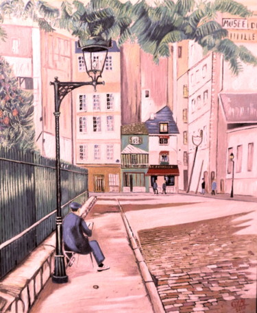 Peinture intitulée "Un peintre rue St J…" par Gym, Œuvre d'art originale, Huile