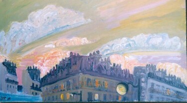 Peinture intitulée "Ciel le soir" par Georges Roques, Œuvre d'art originale