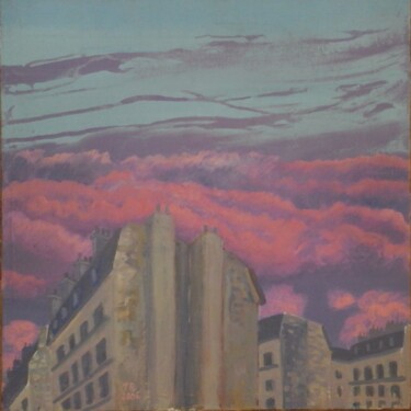 Peinture intitulée "Par dessus les toit…" par Georges Roques, Œuvre d'art originale, Acrylique