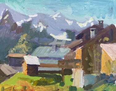 Peinture intitulée "Farm huts, French A…" par Georgina Rey, Œuvre d'art originale, Huile