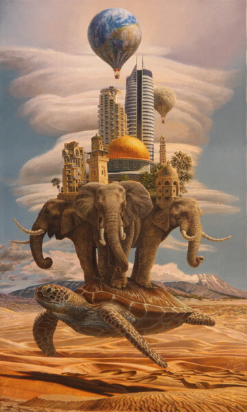Pintura titulada "oasis promised" por Georgii Ineshin (Georgy Ineshin Gotcha), Obra de arte original, Oleo Montado en Bastid…