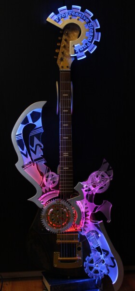 Design intitulée "SteamPunk Guitar 20…" par Georgii Ineshin (Georgy Ineshin Gotcha), Œuvre d'art originale, Luminaire