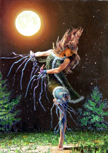 Картина под названием "танцы с Луной 2015…" - Георгий Инешин (Georgy Ineshin / GOTCHA), Подлинное произведение искусства, Ма…