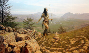 Картина под названием "The Huntress  "Охот…" - Георгий Инешин (Georgy Ineshin / GOTCHA), Подлинное произведение искусства, М…