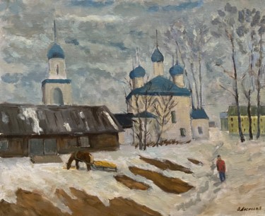 「Domes」というタイトルの絵画 Oleg Vasilievによって, オリジナルのアートワーク, オイル