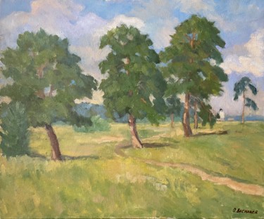 Peinture intitulée "Pines" par Oleg Vasiliev, Œuvre d'art originale, Huile