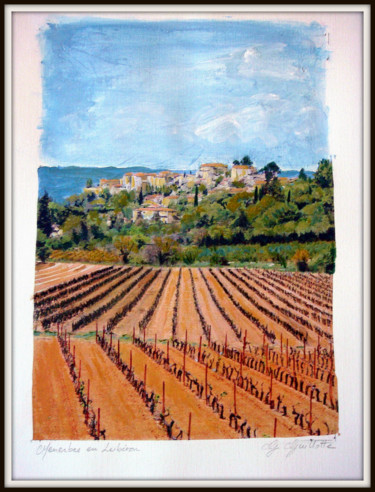 Peinture intitulée "Ménerbes ...village…" par Gérald Guillotte, Œuvre d'art originale, Acrylique