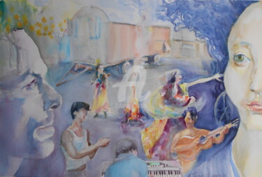 Peinture intitulée "La gitanilla" par Gérald Janowski, Œuvre d'art originale, Aquarelle