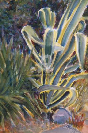 Peinture intitulée "cactus" par Gérald Janowski, Œuvre d'art originale, Aquarelle