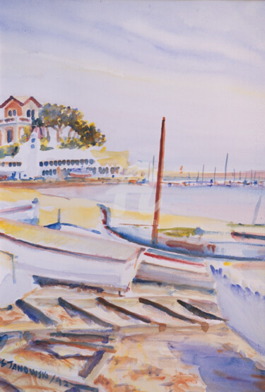 Peinture intitulée "puerto de Sant Feli…" par Gérald Janowski, Œuvre d'art originale, Aquarelle