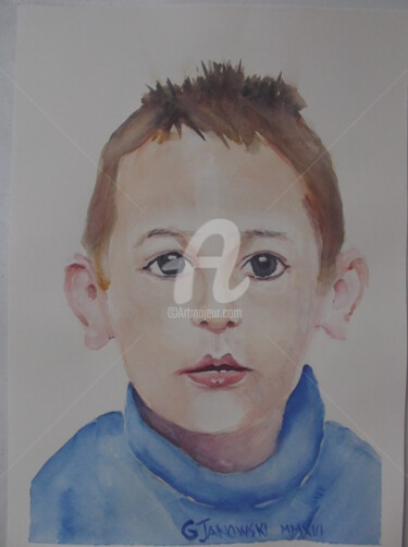 Peinture intitulée "Portrait d'enfant" par Gérald Janowski, Œuvre d'art originale, Aquarelle