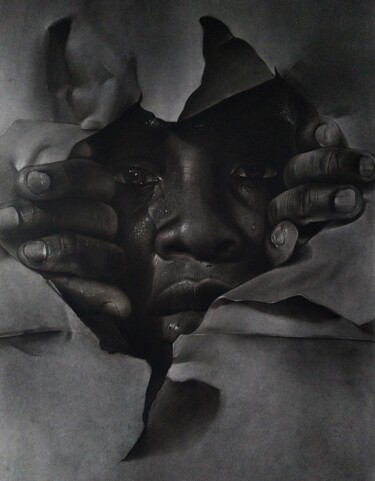 Рисунок под названием "Realities of life" - Gerald Udoinyang, Подлинное произведение искусства, Древесный уголь