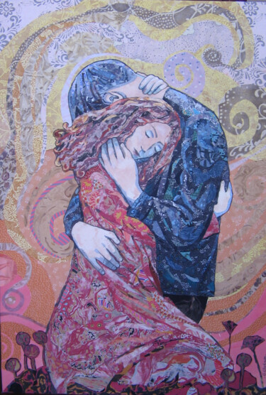 Arte textil titulada "Lovers" por Geraldine Clarkson, Obra de arte original, Tela