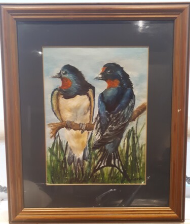 Картина под названием "Birds" - Geraldine Flahavan, Подлинное произведение искусства, Акрил