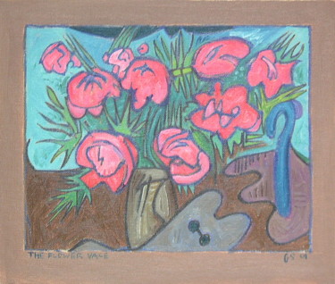 Painting titled "The Flower Vase" by Gerald Shepherd F.F.P.S., Original Artwork, Oil