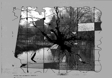 Digitale Kunst mit dem Titel "Grey Lake" von Gerald Shepherd F.F.P.S., Original-Kunstwerk, Collagen