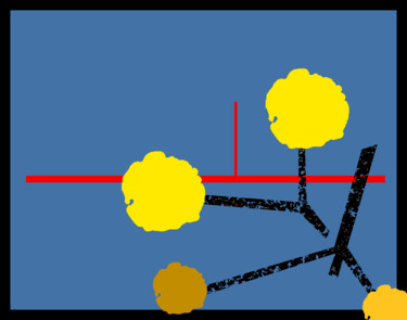 Arts numériques intitulée "Two Trees And Red H…" par Gerald Shepherd F.F.P.S., Œuvre d'art originale, Peinture numérique