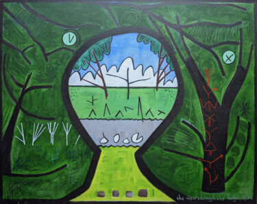 Painting titled "The View Through Th…" by Gerald Shepherd F.F.P.S., Original Artwork, Acrylic Mounted on Cardboard