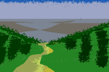 Цифровое искусство под названием "Hill Path" - Gerald Shepherd F.F.P.S., Подлинное произведение искусства, Цифровая живопись