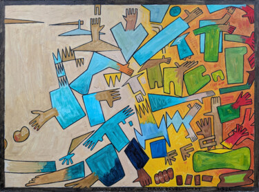 Painting titled "Hands And Objects -…" by Gerald Shepherd F.F.P.S., Original Artwork, Oil Mounted on Wood Panel