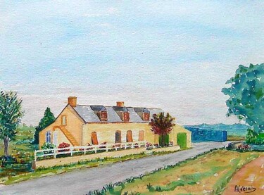 Painting titled "Maison d'enfance" by Gerard Alverni, Original Artwork, Watercolor