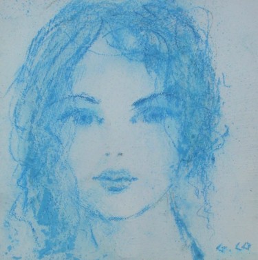 Drawing titled "Visage" by Gérard Cottereau, Original Artwork, Pastel