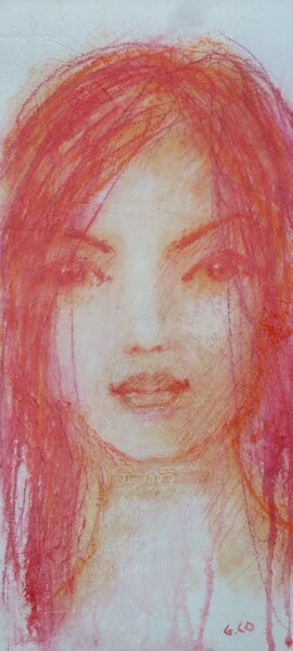 Disegno intitolato "Visage 19 2" da Gérard Cottereau, Opera d'arte originale, Pastello