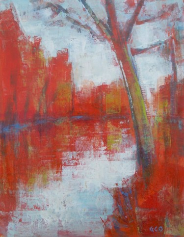 Painting titled "Paysage d'eau" by Gérard Cottereau, Original Artwork