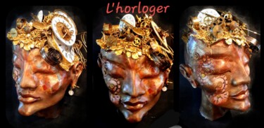 Sculpture titled "L'horloger" by Gérard Courcelle, Original Artwork, Bronze