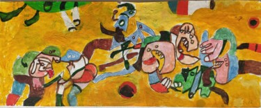 Peinture intitulée "Bal masqué" par Gérard Cyne, Œuvre d'art originale, Gouache