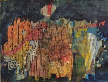 Peinture intitulée "Le musicien - Fugues" par Gérard Cyne, Œuvre d'art originale, Gouache